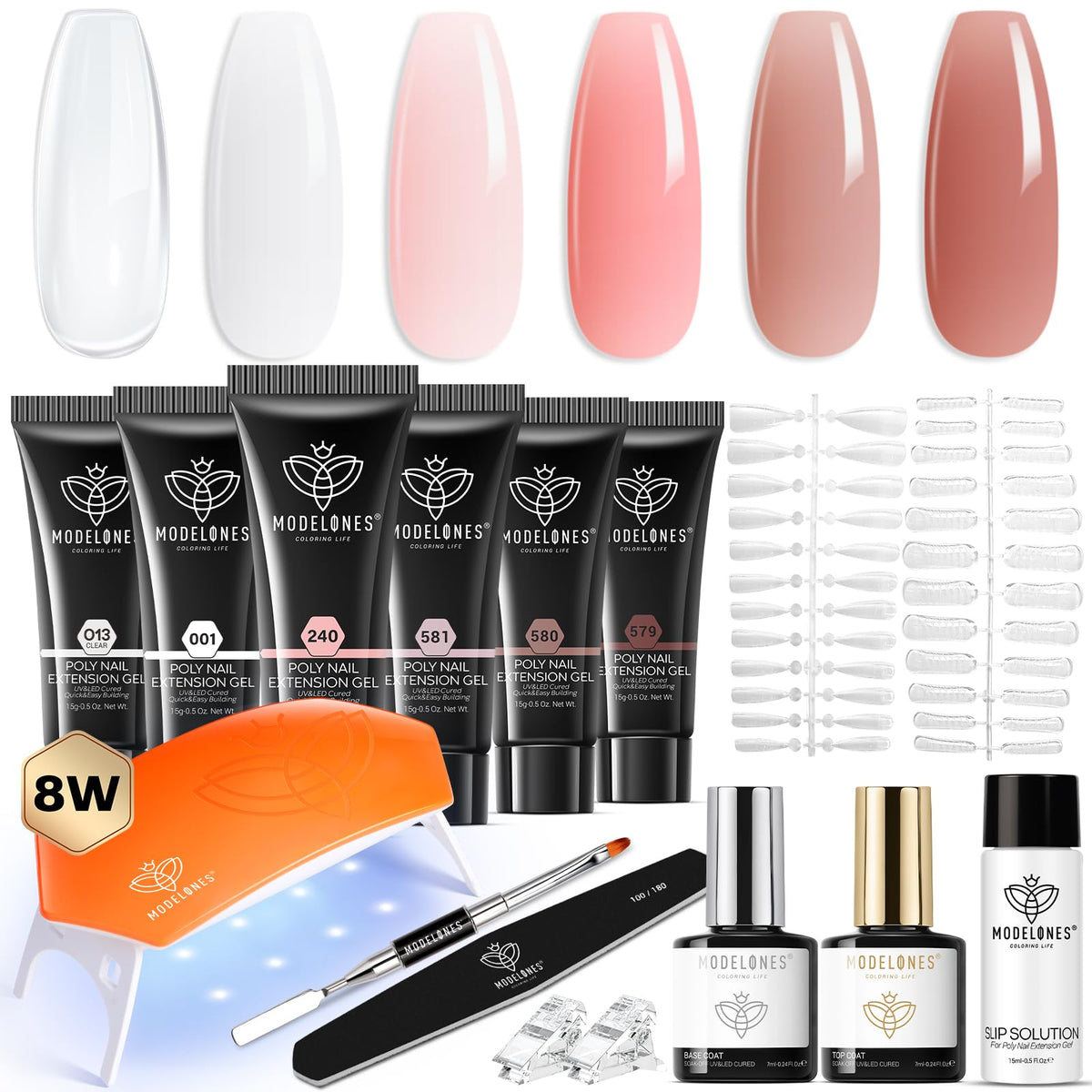 Modelones poly gel kit six colors for easy at-home manicures