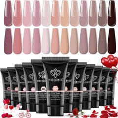 Modelones poly nail gel set with 12 colors for at-home salon nails.