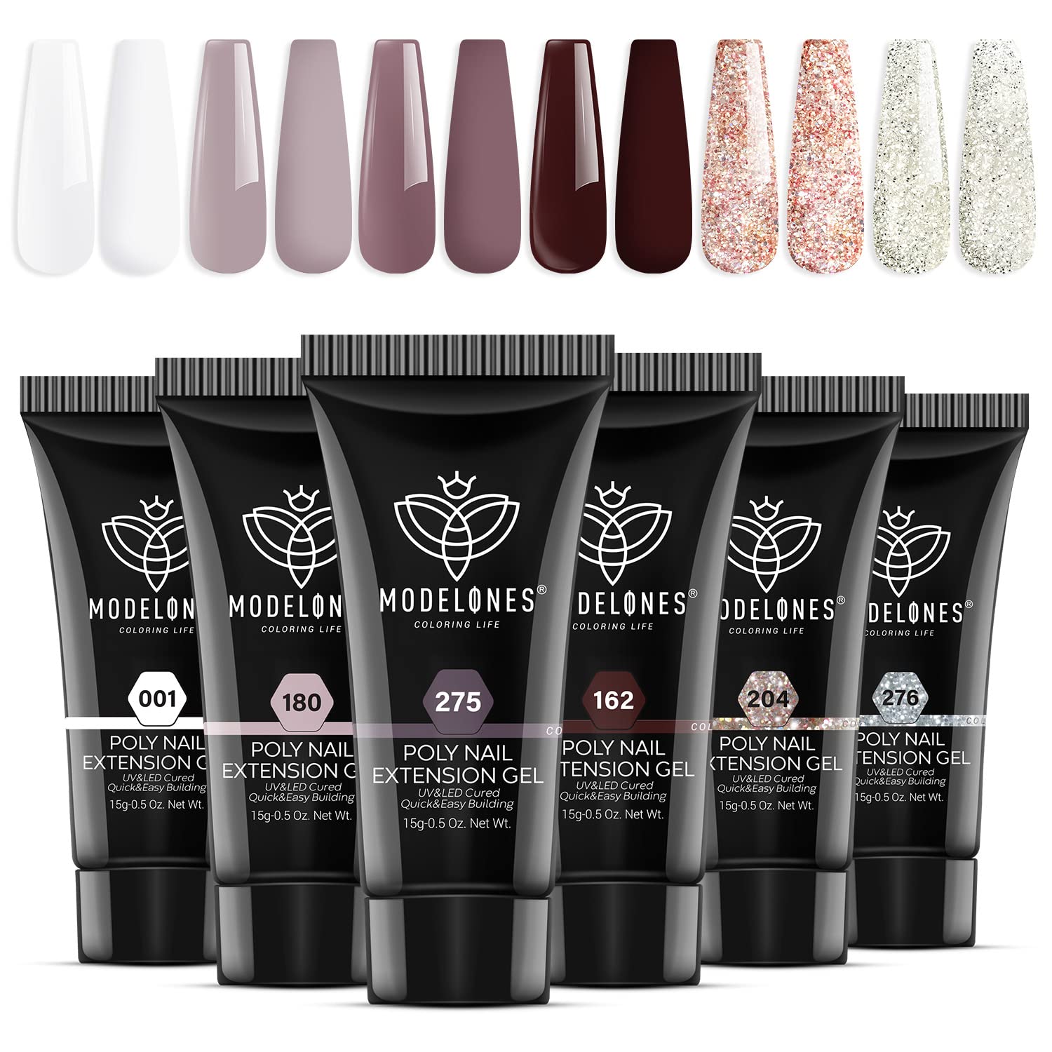 Modelones poly nail gel set with six colors for at-home manicure