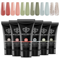 Modelones poly nail gel set in six colors for versatile at-home manicure.