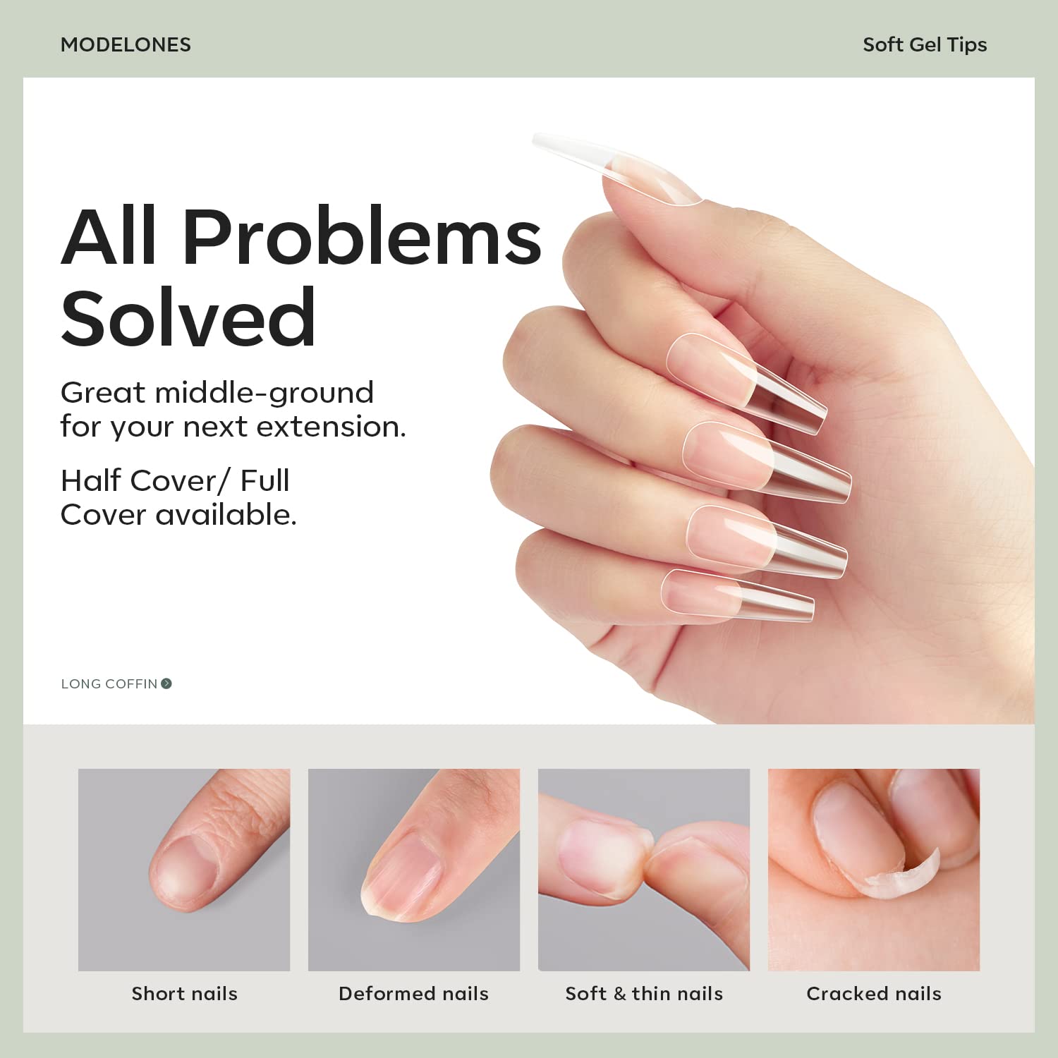 Modelones pre-shaped nail tips easy to apply for salon-grade results