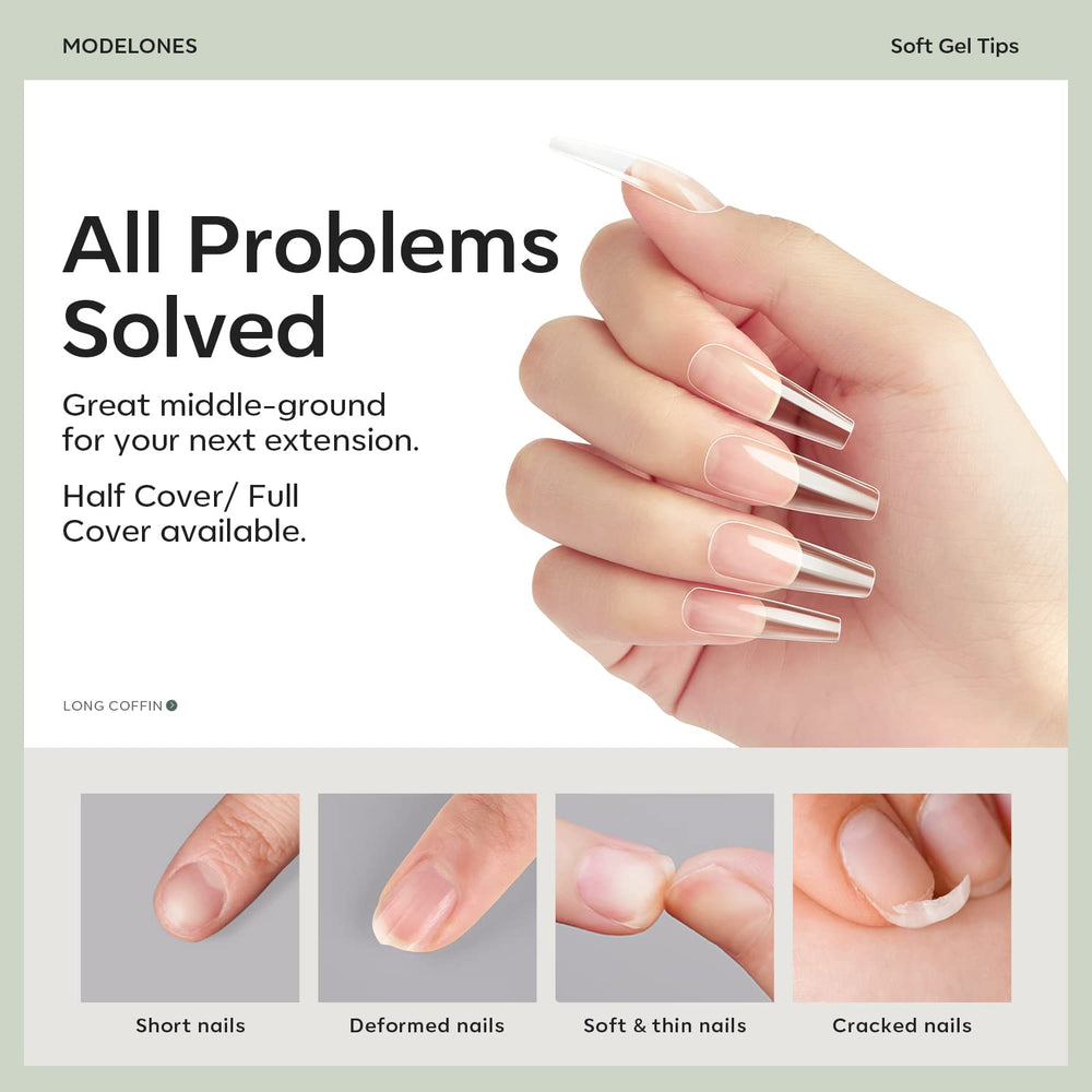 Modelones pre-shaped nail tips easy to apply for salon-grade results