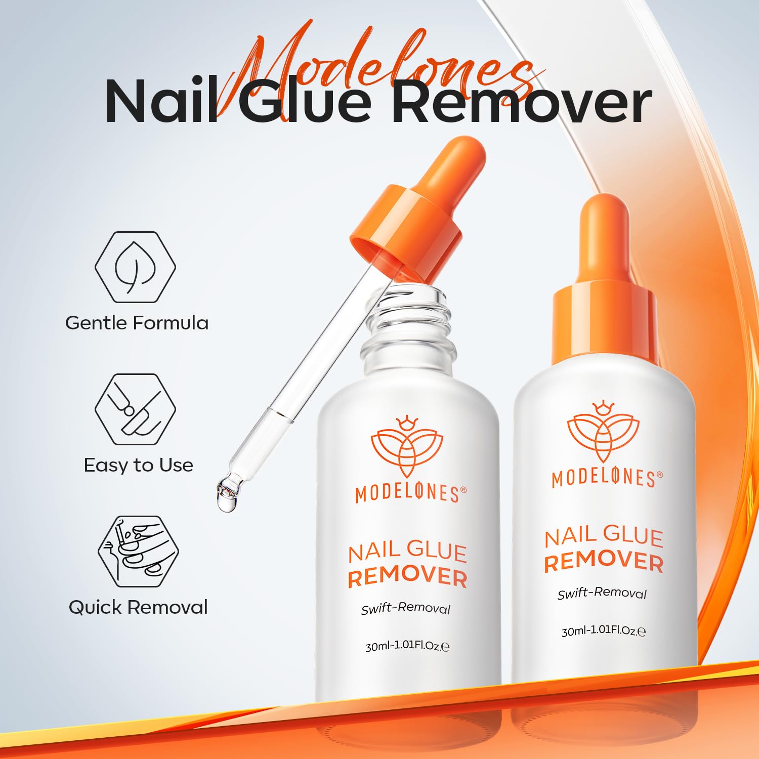 Modelones 2-minute removal process for efficient glue removal on nails