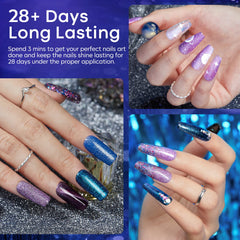 Modelones purple cat eye gel (#1164) creates magnetic dynamic effects.