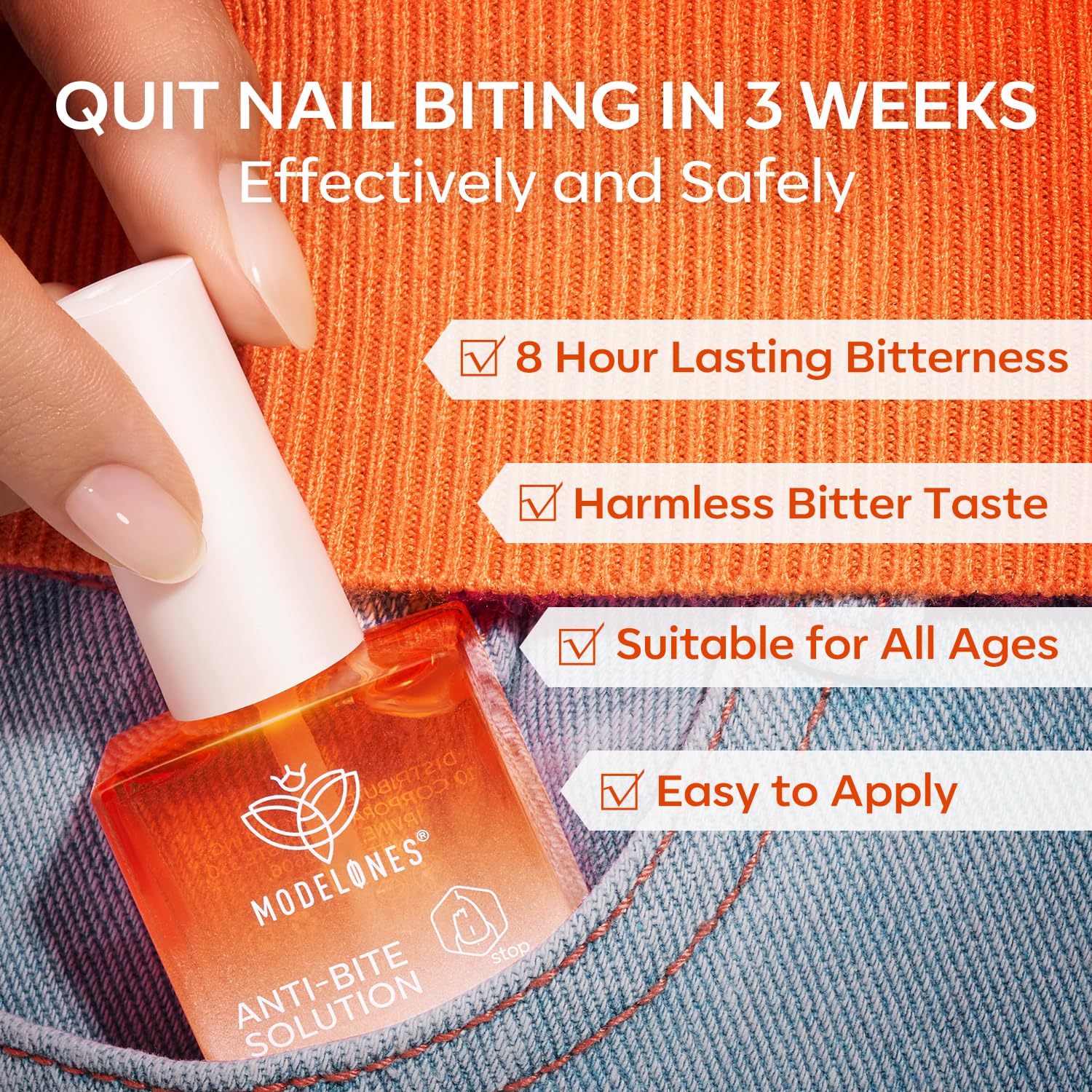 Modelones quick-drying polish dries in seconds for busy routines.