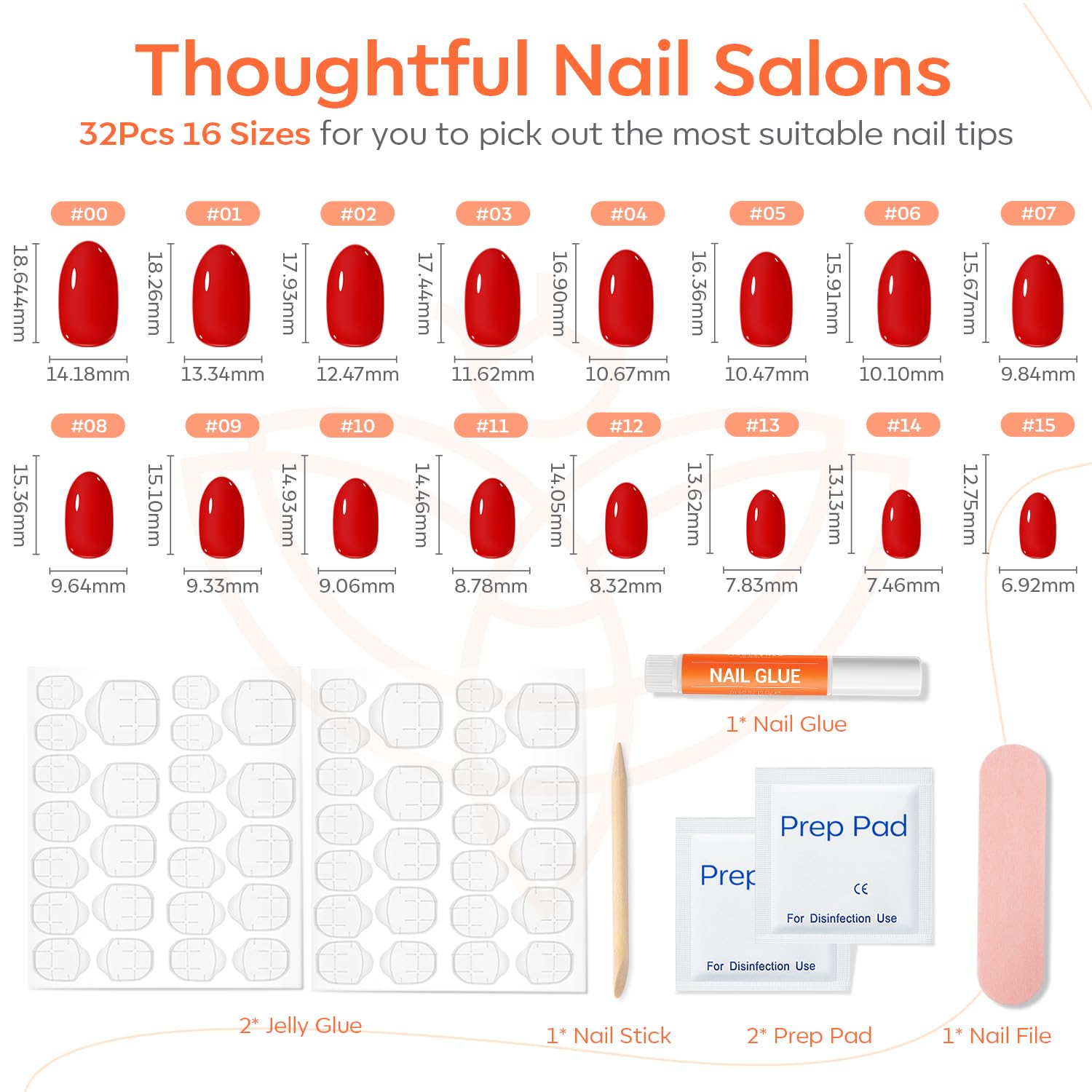 Modelones red short press-on nails oval kit includes glue and tabs for quick wear.