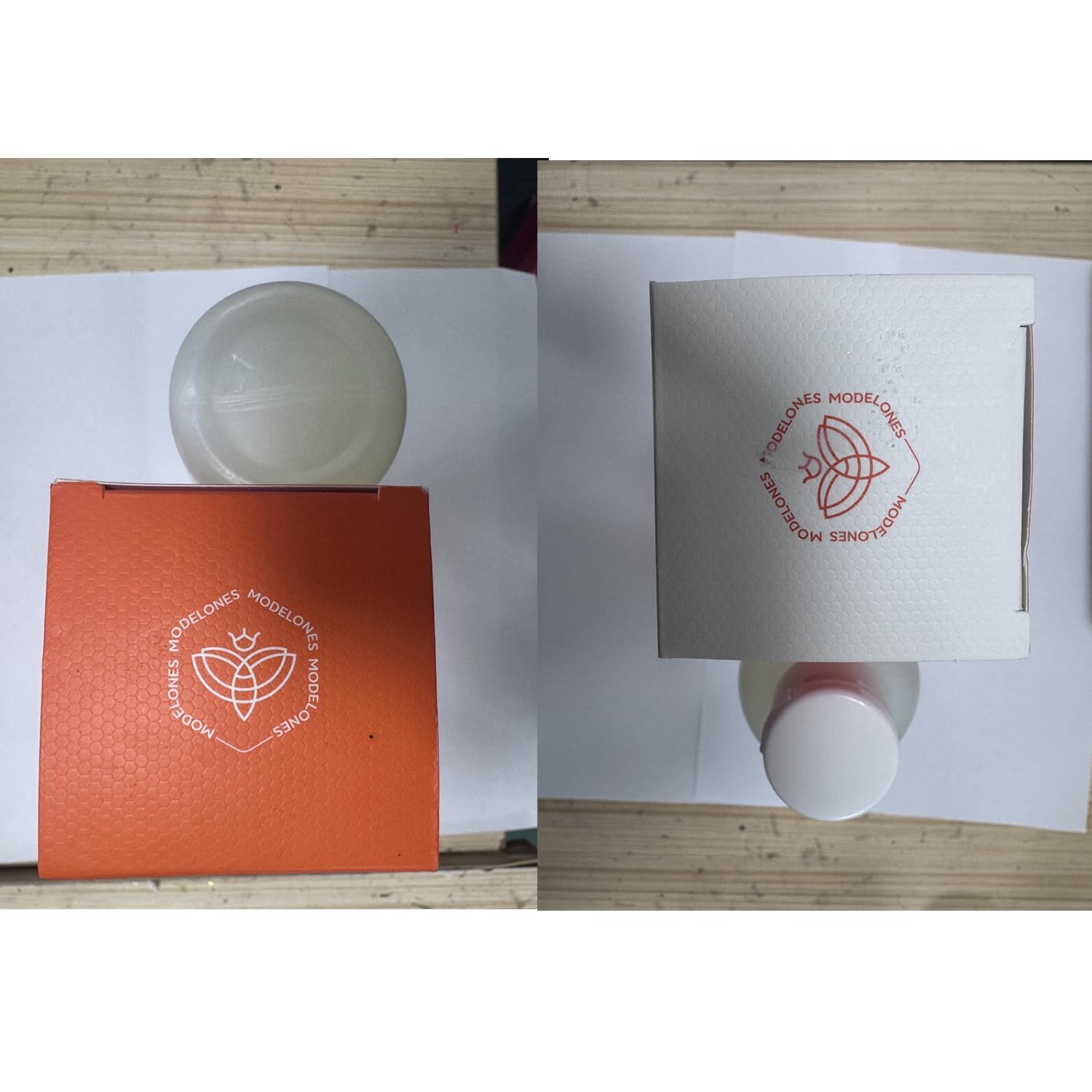 Modelones compact packaging helps prevent spills during application