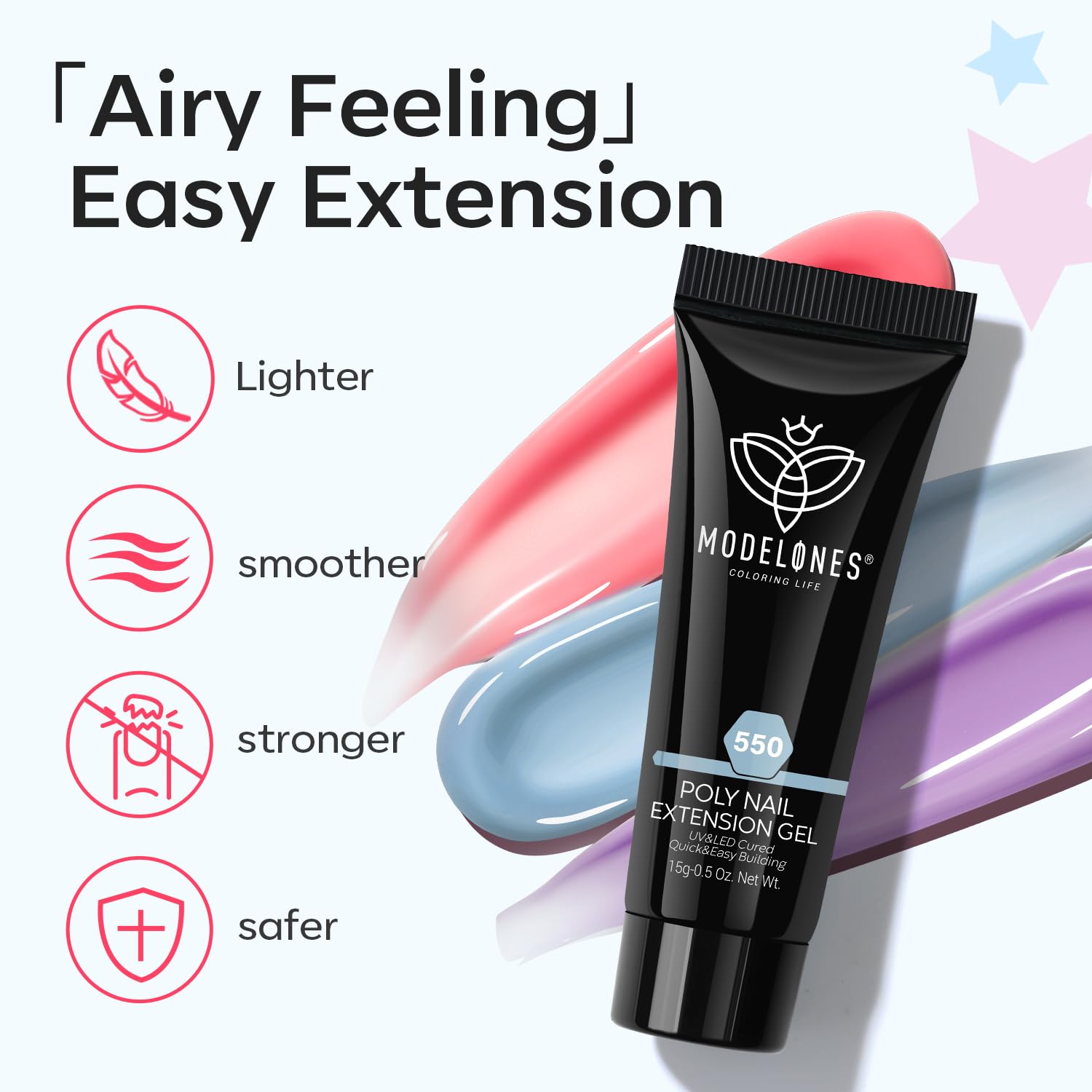 Modelones rhinestone glue gel secures embellishments with lasting hold.