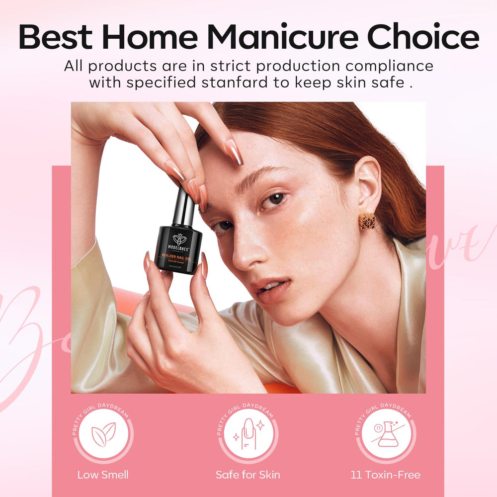 Modelones rose nude pink close-up shows elegant shade for natural-looking nails.