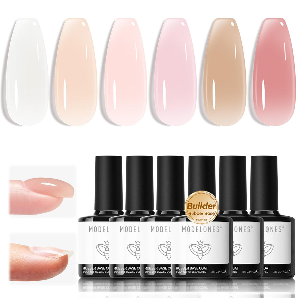 modelones Rubber Base Gel bottle-pour for smooth, controlled application at home.