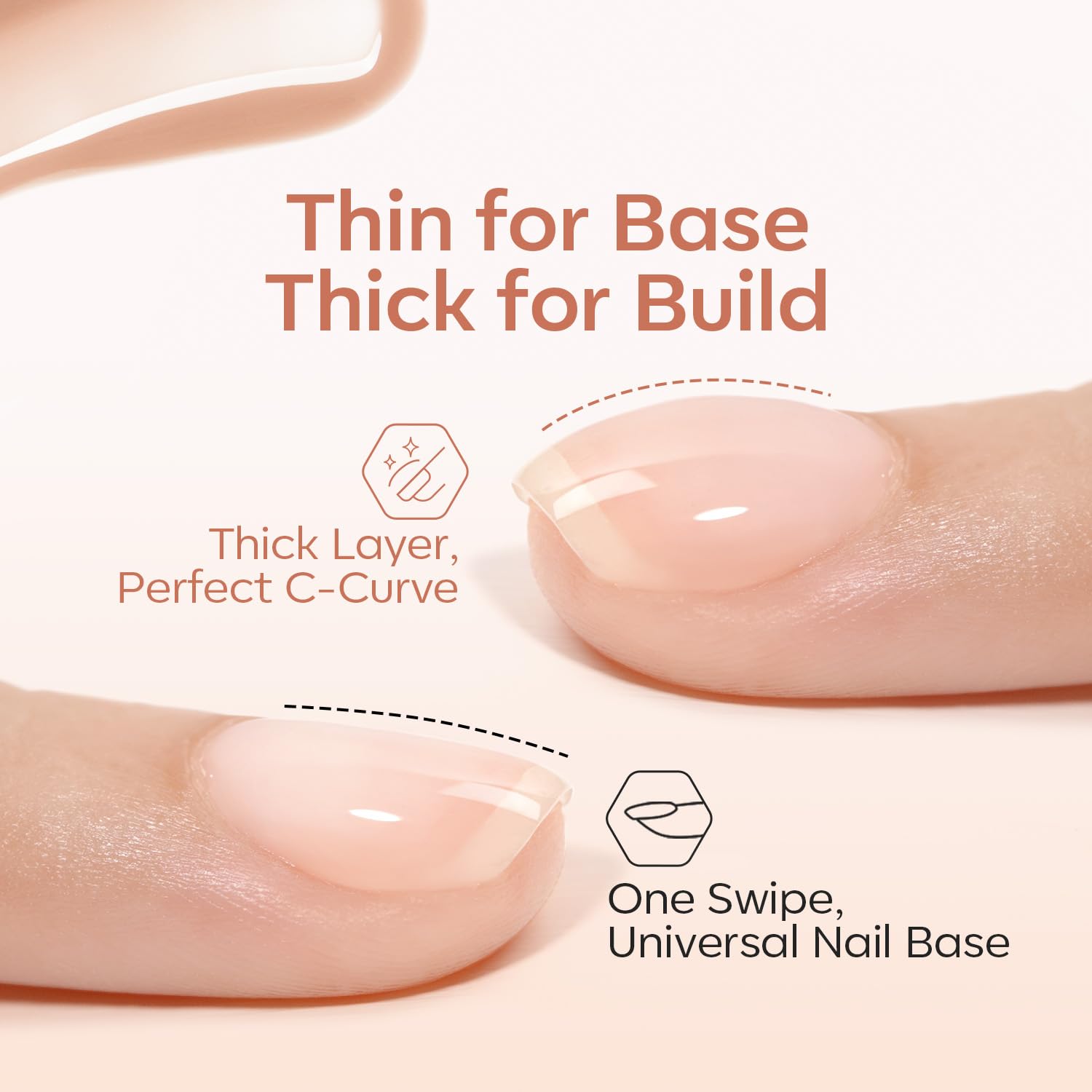 modelones Rubber Base Gel nail-extension application creates natural length with durable results.