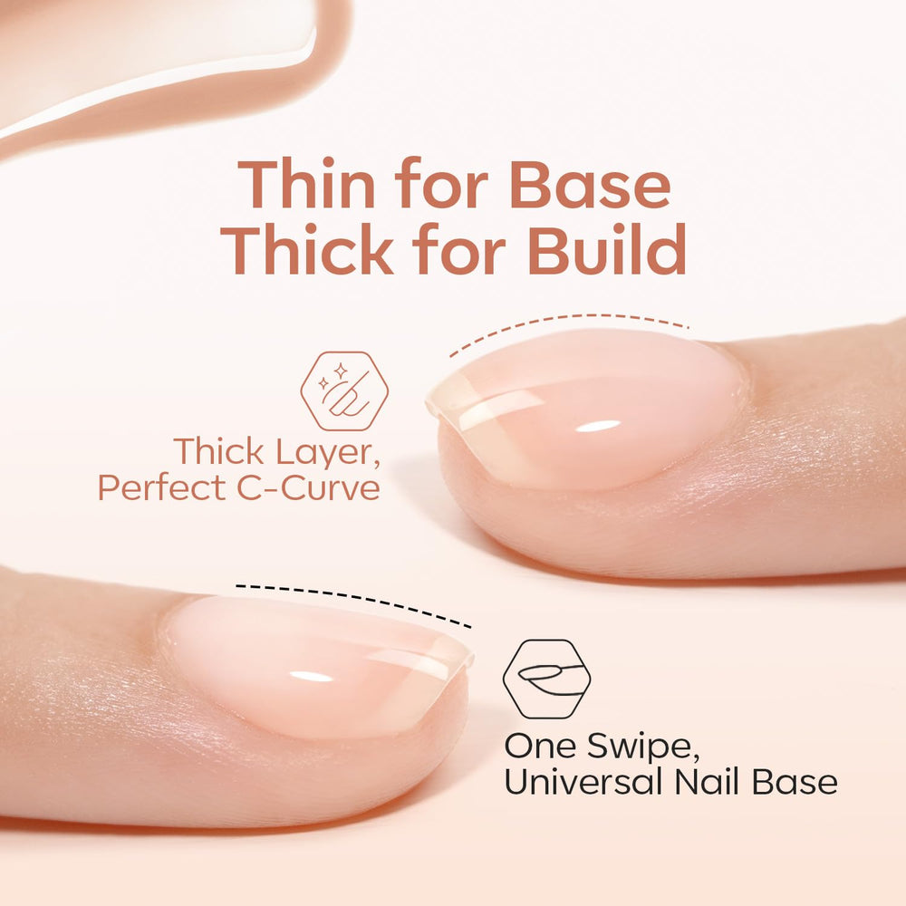 modelones Rubber Base Gel nail-extension application creates natural length with durable results.