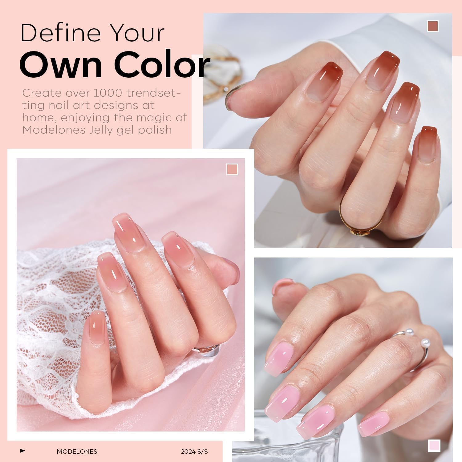 Modelones sheer neutral nude jelly polish provides easy French mani base