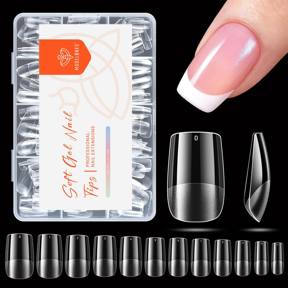 Modelones short square nail tips pack for at-home DIY manicure and natural-looking extensions.