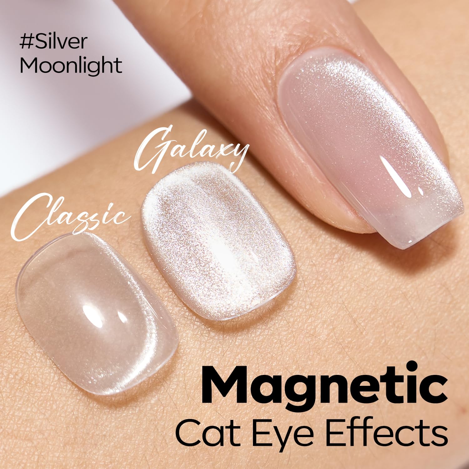 Modelones Silver Cat Eye Glitter particles for sparkling nail accents