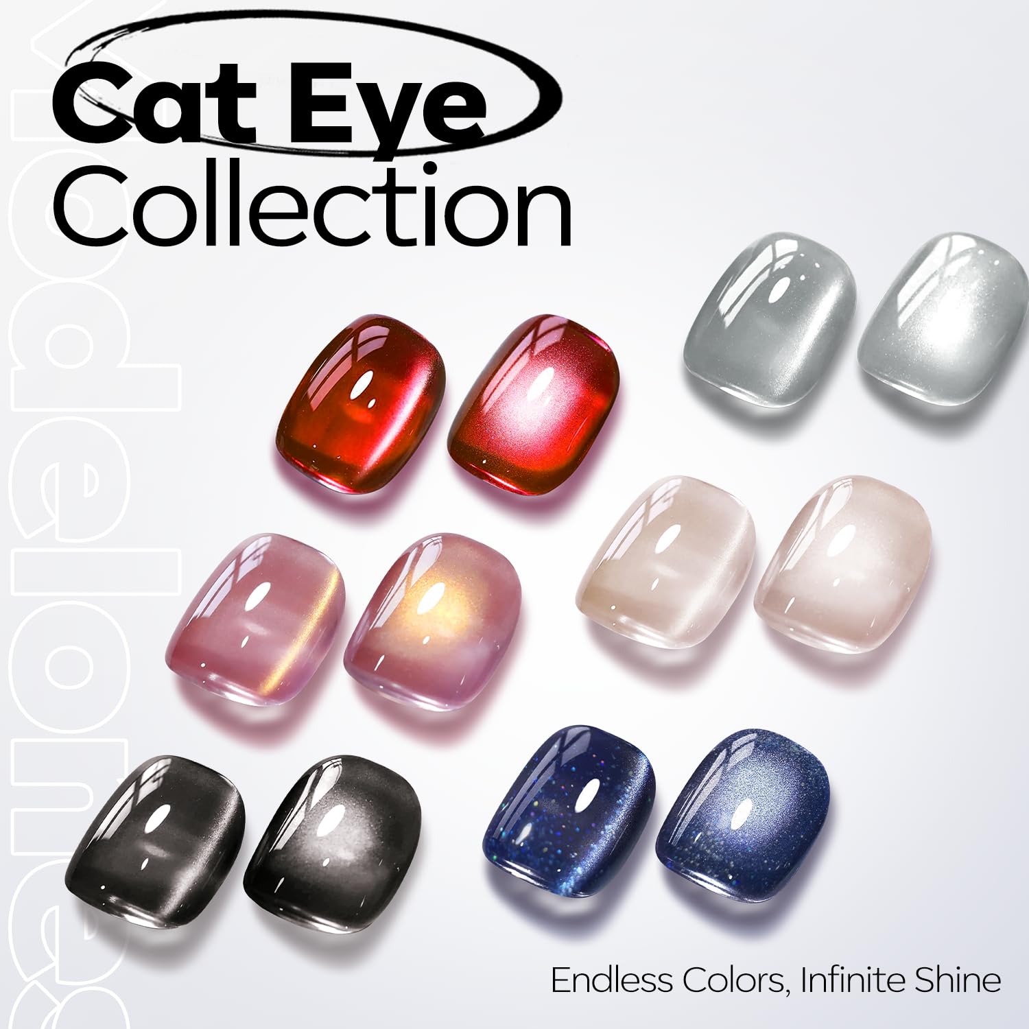 Modelones Silver Cat Eye Magnet in action reveals color shift on nails