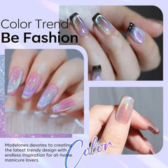 Modelones silver glitter holographic gel nail polish reflecting light shine