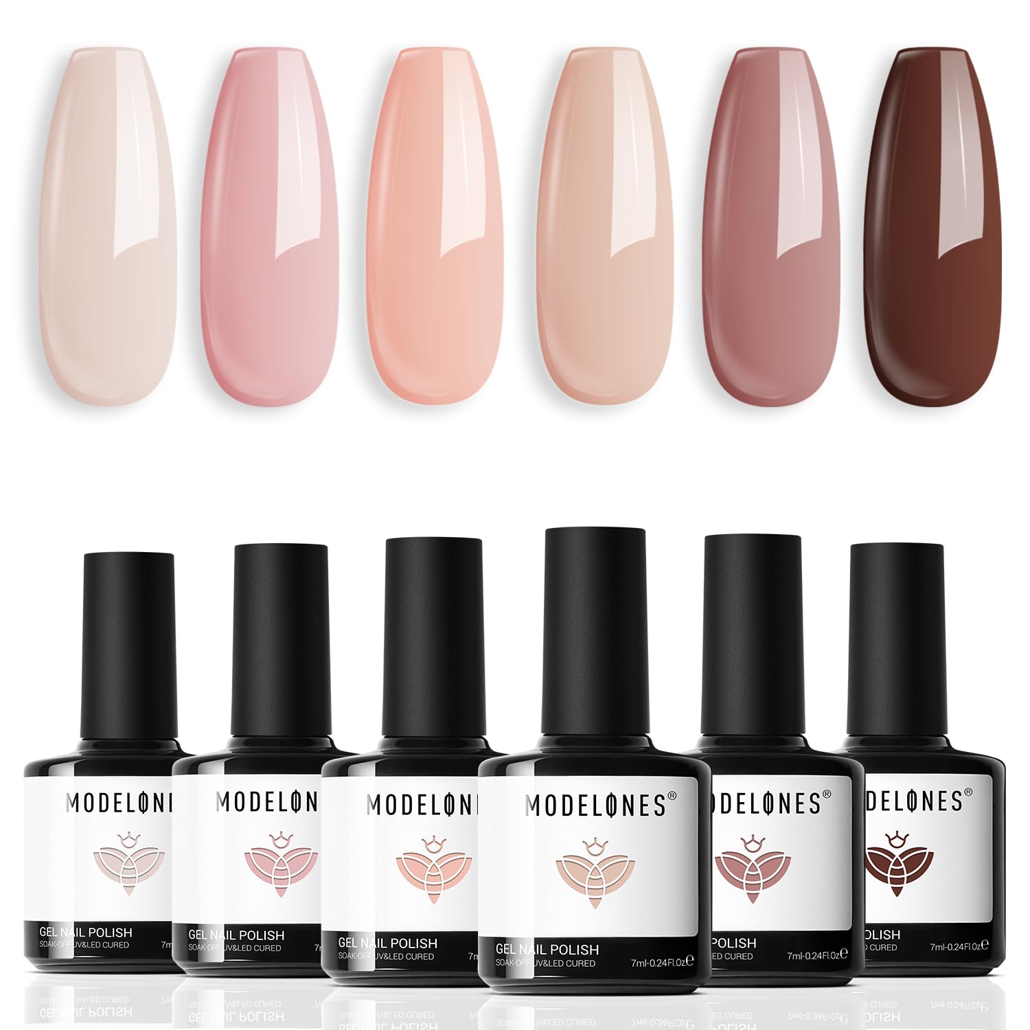 Modelones skin tones 6-color palette front – versatile nude shades for any occasion.