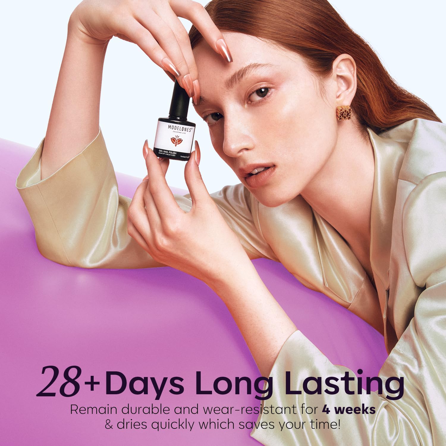 Modelones soak-off gel polish with LED lamp showing quick curing and easy removal
