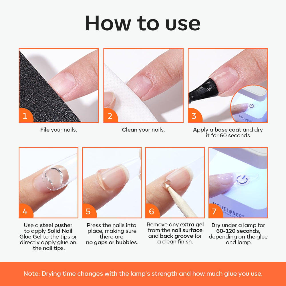 Modelones Solid Nail Glue 30g easy removal leaves nails intact