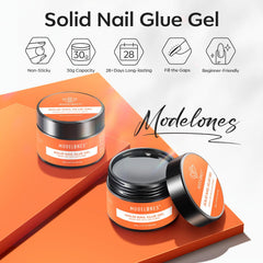 Modelones Solid Nail Glue 30g tip application demonstrating precise placement for secure tips