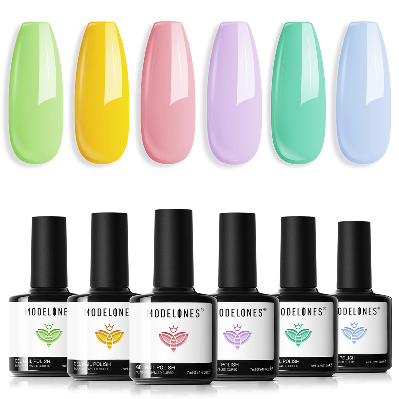 Modelones spring pastel gel set with six shades for at-home manicure