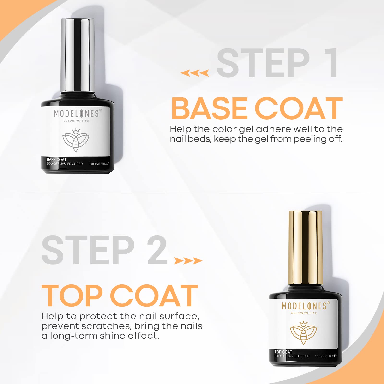 Modelones top coat clear bottle seals color with lasting shine