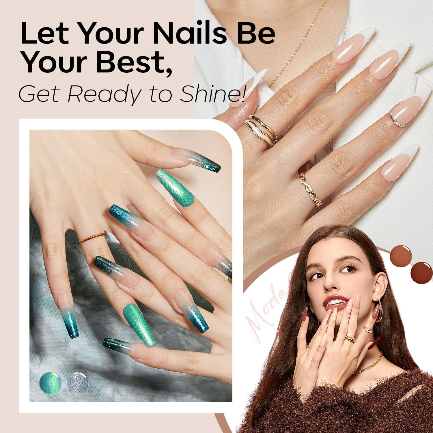 Modelones glossy top coat shows high shine and smooth finish