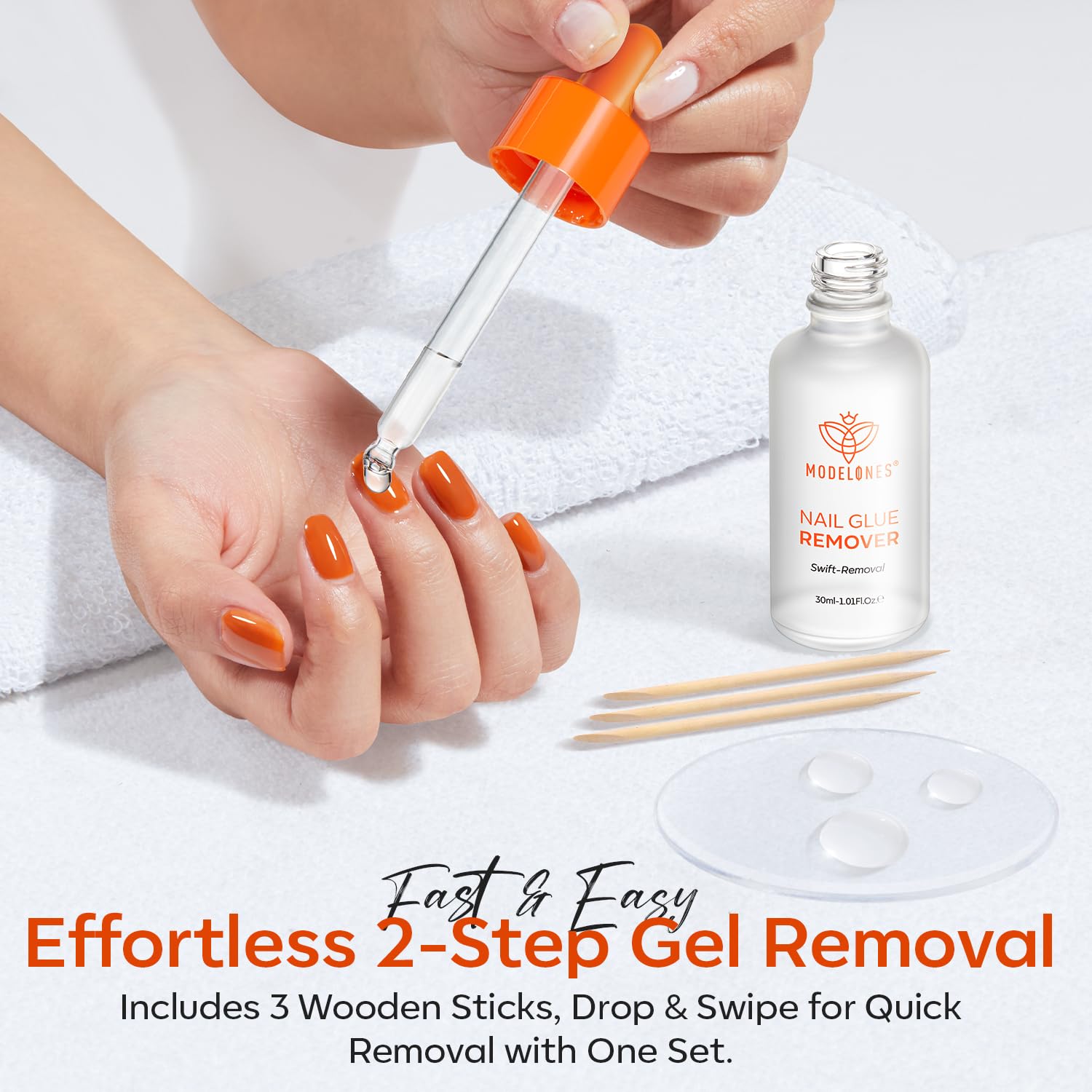 Modelones travel-friendly bottle ready for on-the-go nail care