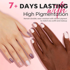 Modelones Valentines nails with quick-dry polish for long-lasting shine.