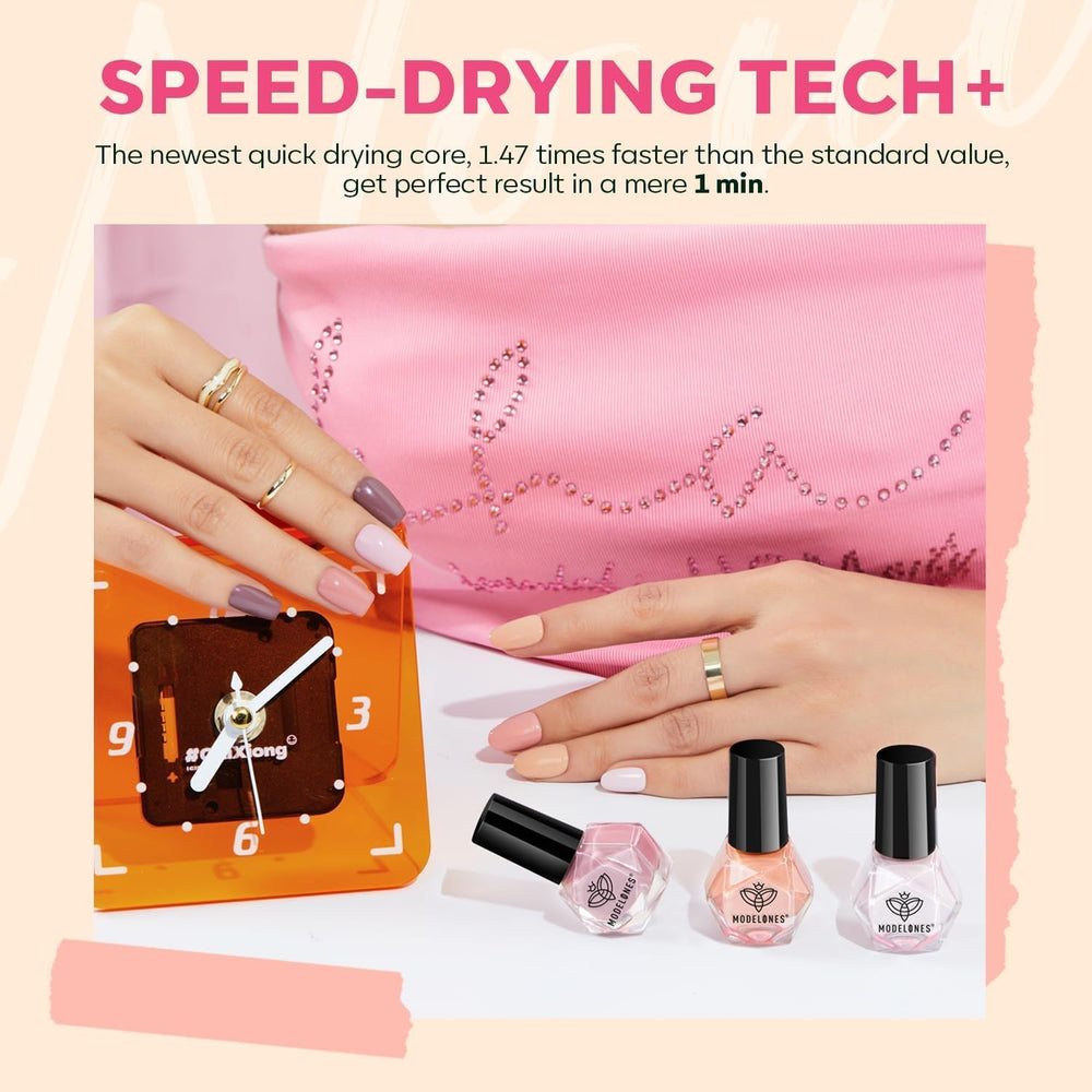 Modelones Valentines swatches display versatile nude-pink hues for year-round wear.