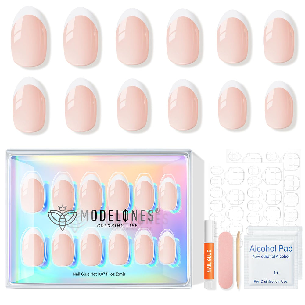 Modelones Valentine and wedding ready nails in nude shade