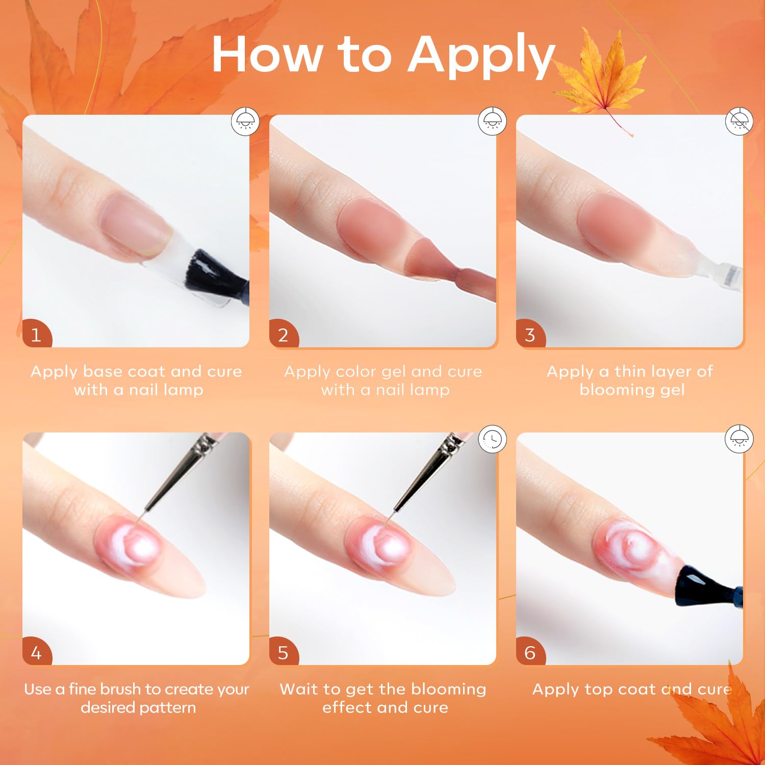 Modelones watercolor design nails using blooming gel for soft gradients.