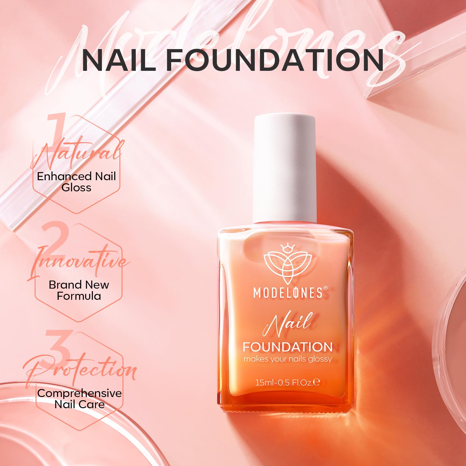 Modelones wear-tested nails show long-lasting shine.