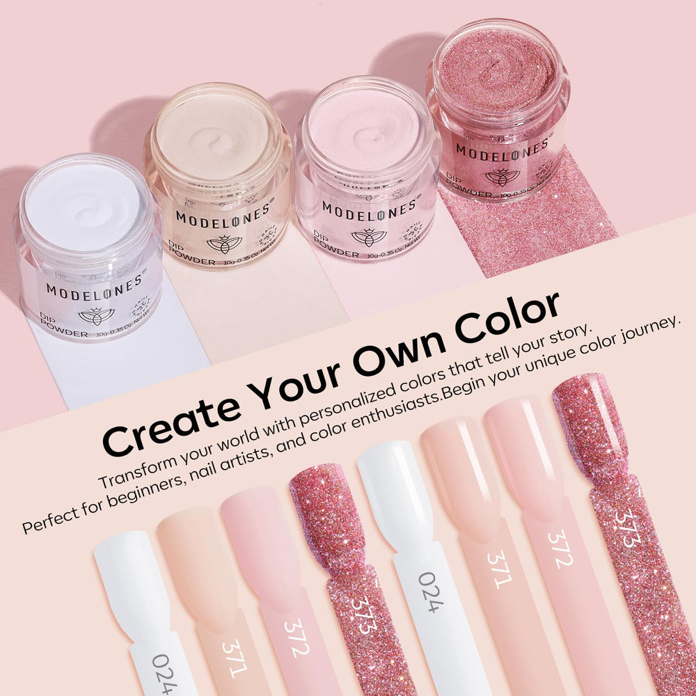 Modelones white dip powder for clean French nail looks.