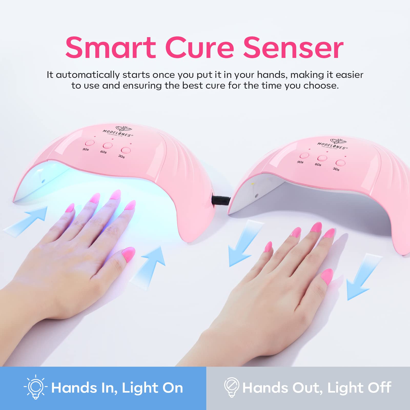 Modelones lamp is compatible with popular gel brands for versatile use.