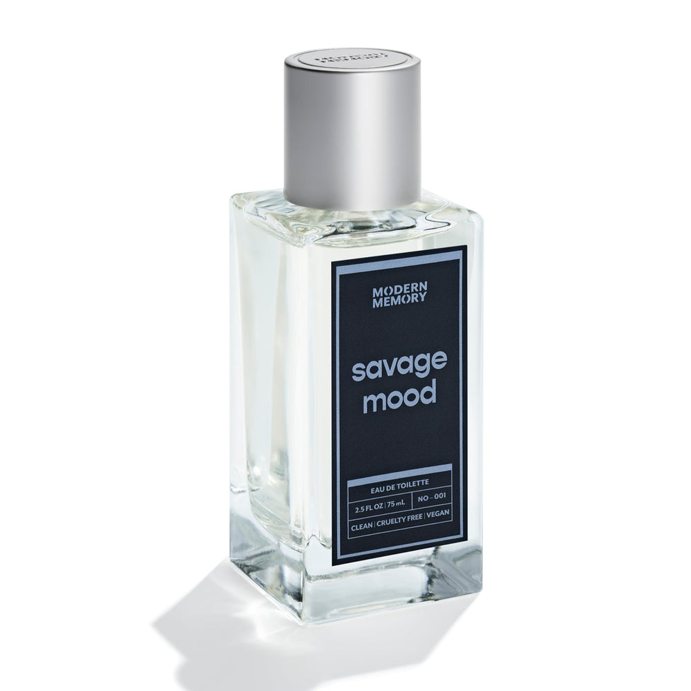 Modern Memory Savage Mood bottle front, premium design for daily wear.