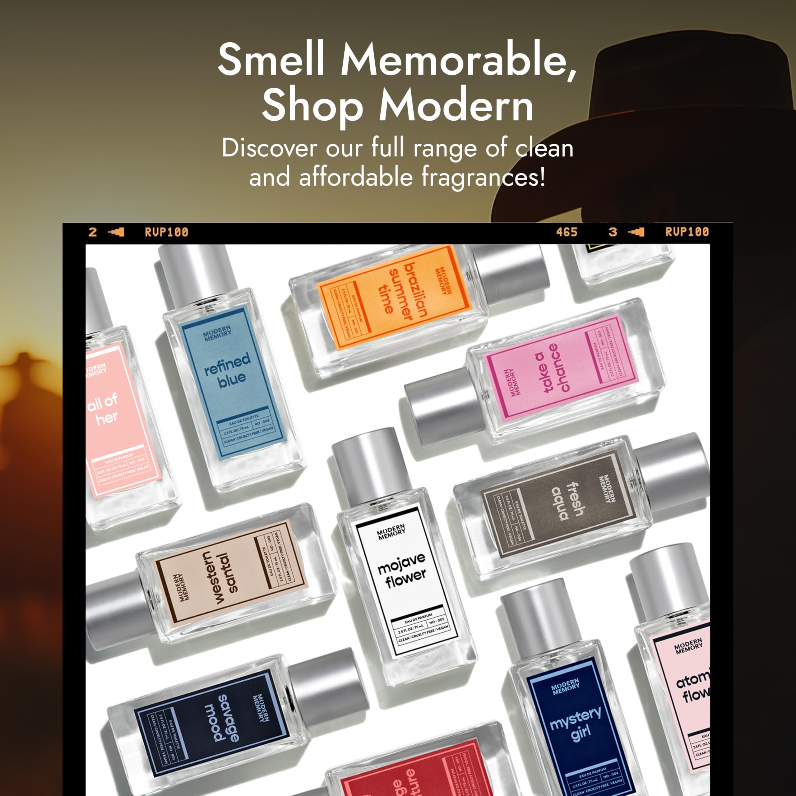 Modern Memory Western Santal travel-size packaging ideal for on-the-go refinement.