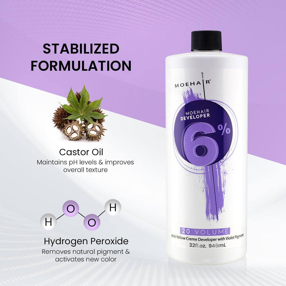 MOEHAIR 20-volume cream developer boosts color and lightens safely.