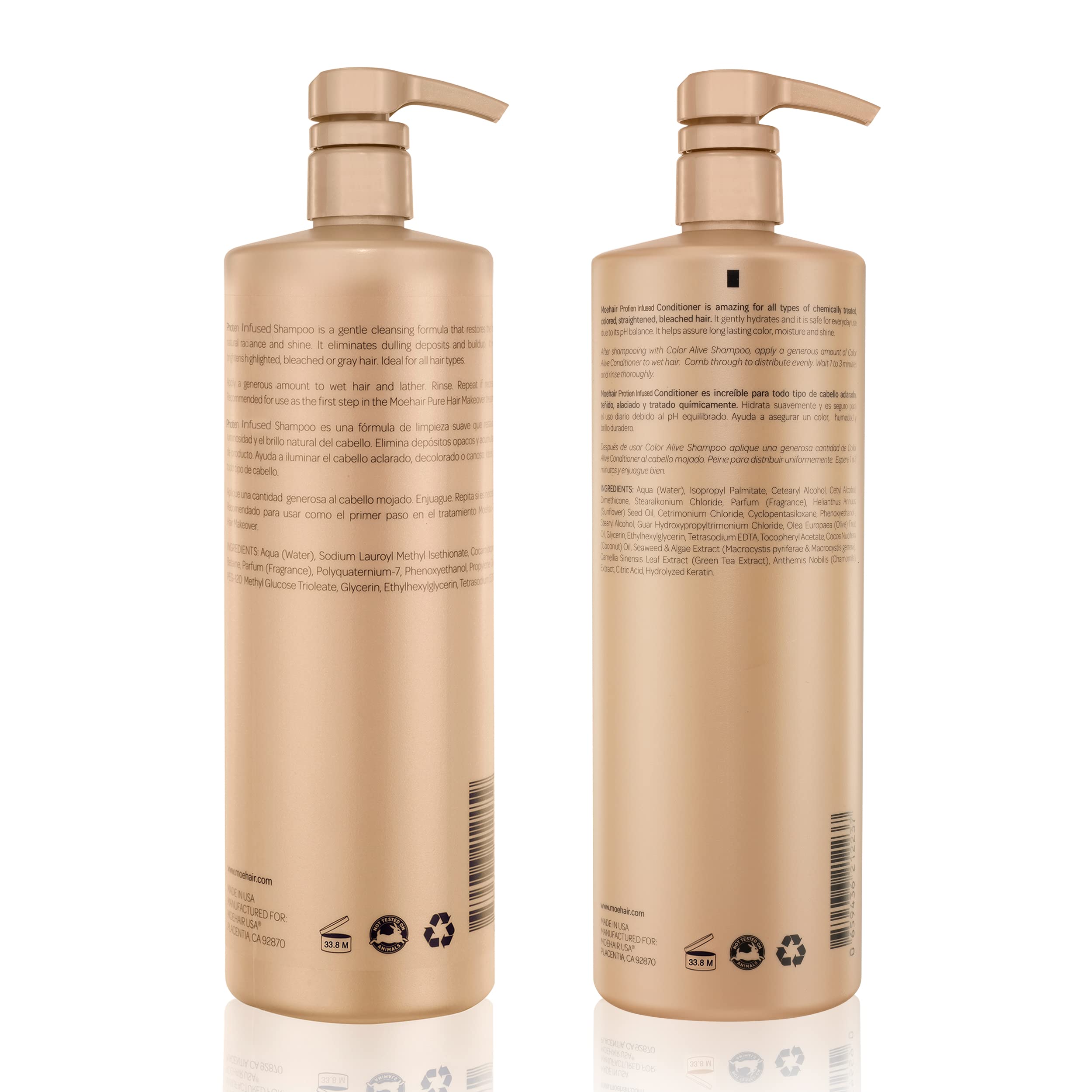 MOEHAIR after-use shine on nourished-looking hair.