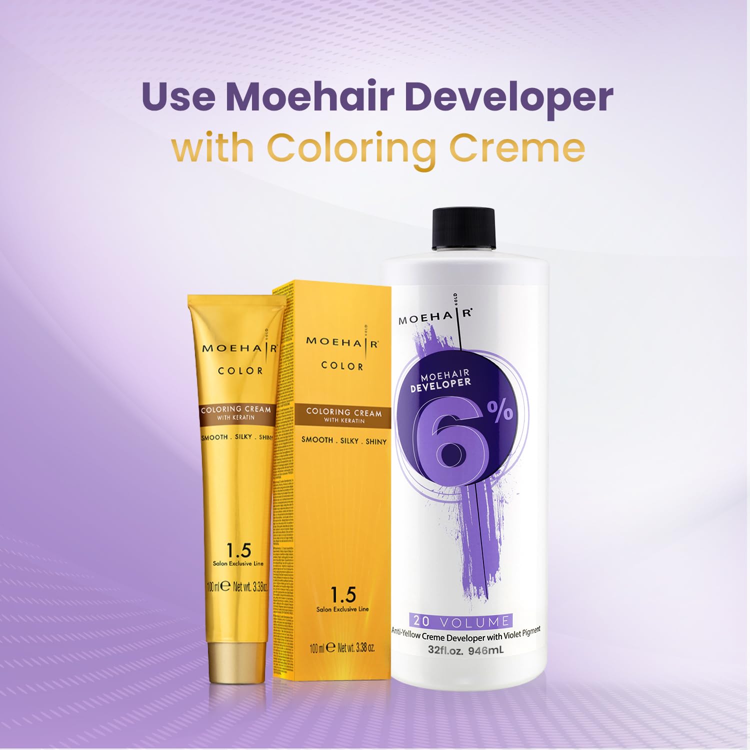 MOEHAIR gray coverage-friendly formula supports seamless root color.
