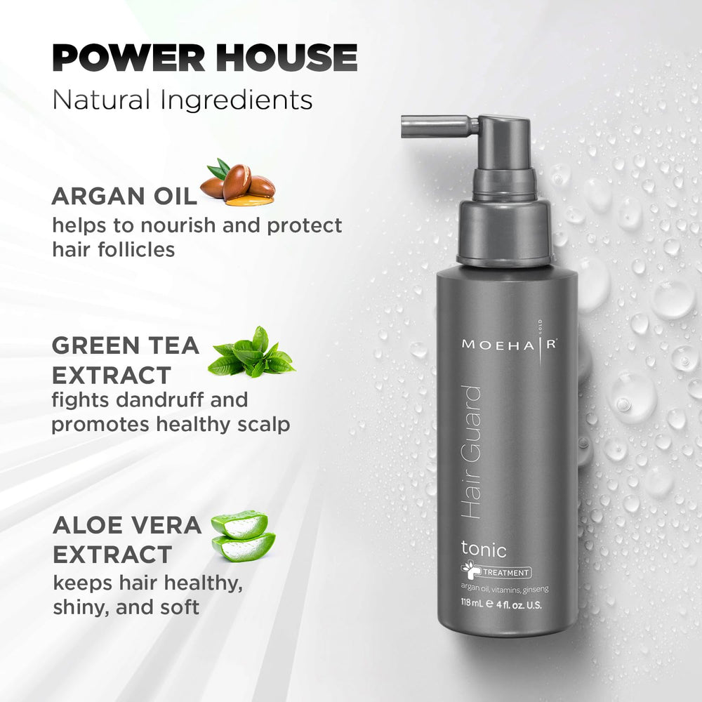 MOEHAIR Hair Guard Tonic application dropper ready for precise scalp massage.