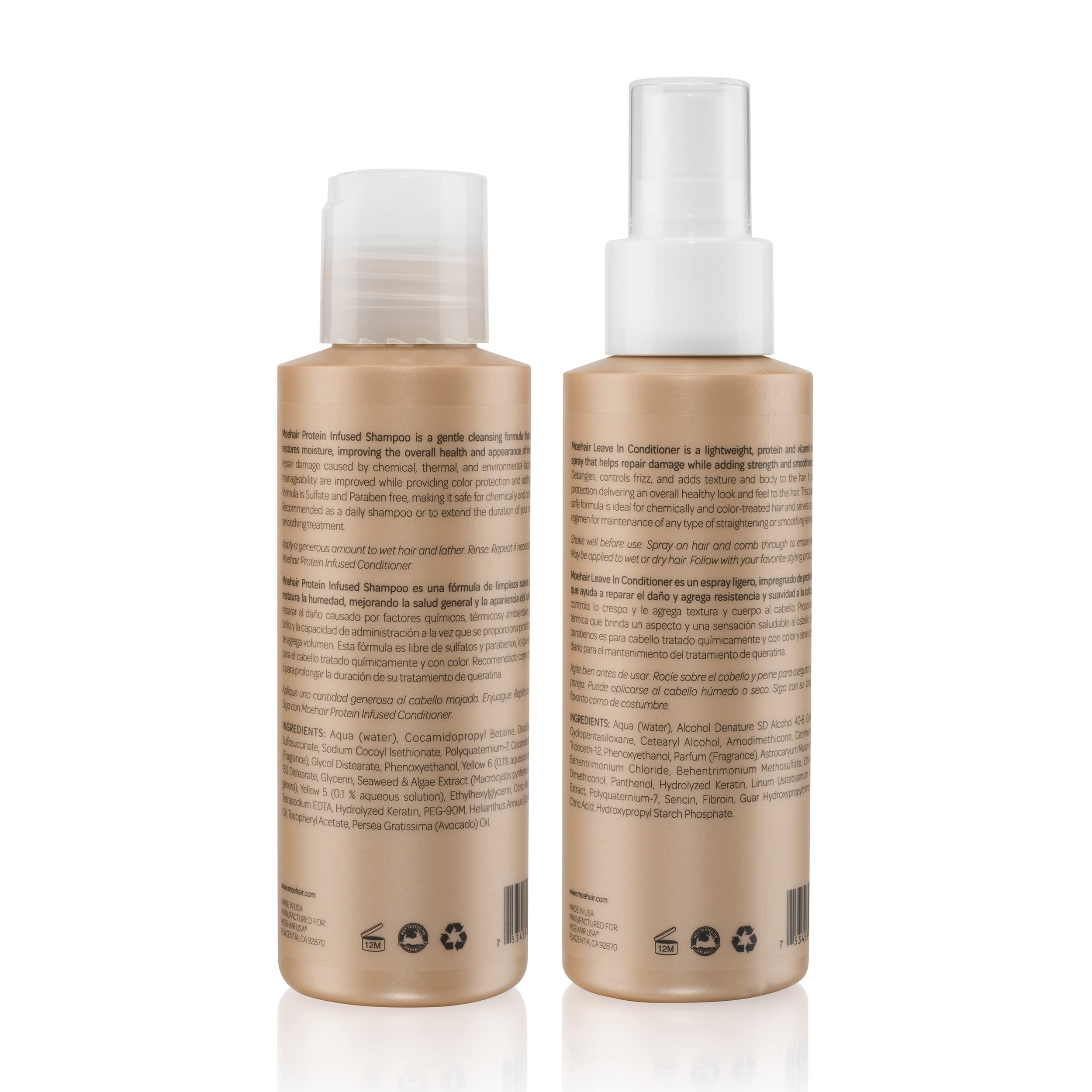MOEHAIR hair appears shiny and smooth after using the travel kit