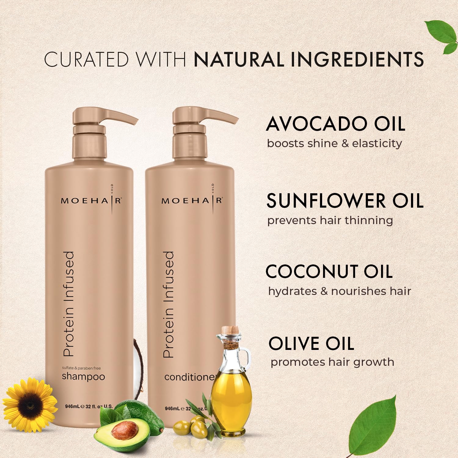 MOEHAIR protein conditioner tube highlights intense hydration.