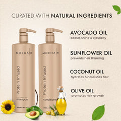 MOEHAIR protein conditioner tube highlights intense hydration.
