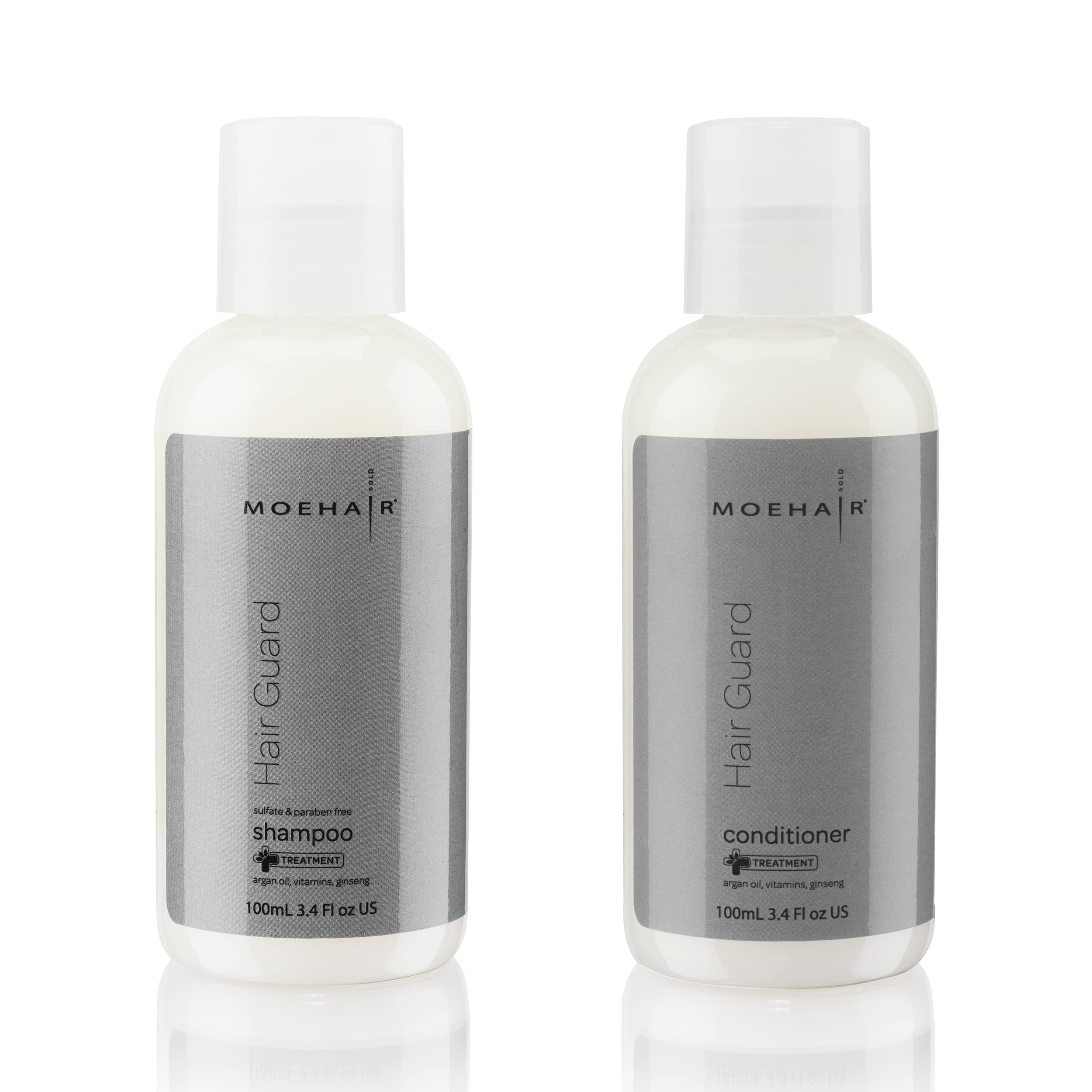 MOEHAIR shampoo bottle showing volumizing cleanse for refreshed scalp