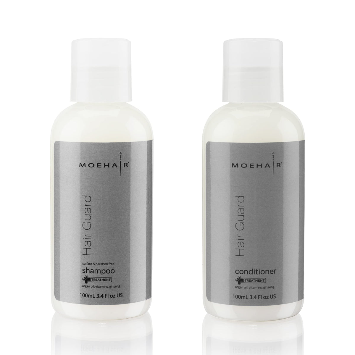 MOEHAIR shampoo bottle showing volumizing cleanse for refreshed scalp