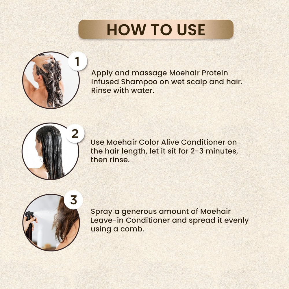 MOEHAIR Travel Trio ingredients closeup emphasizes natural, animal-free formulas.