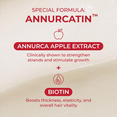Annuca formula with apple extract and amino acids supports stronger hair.