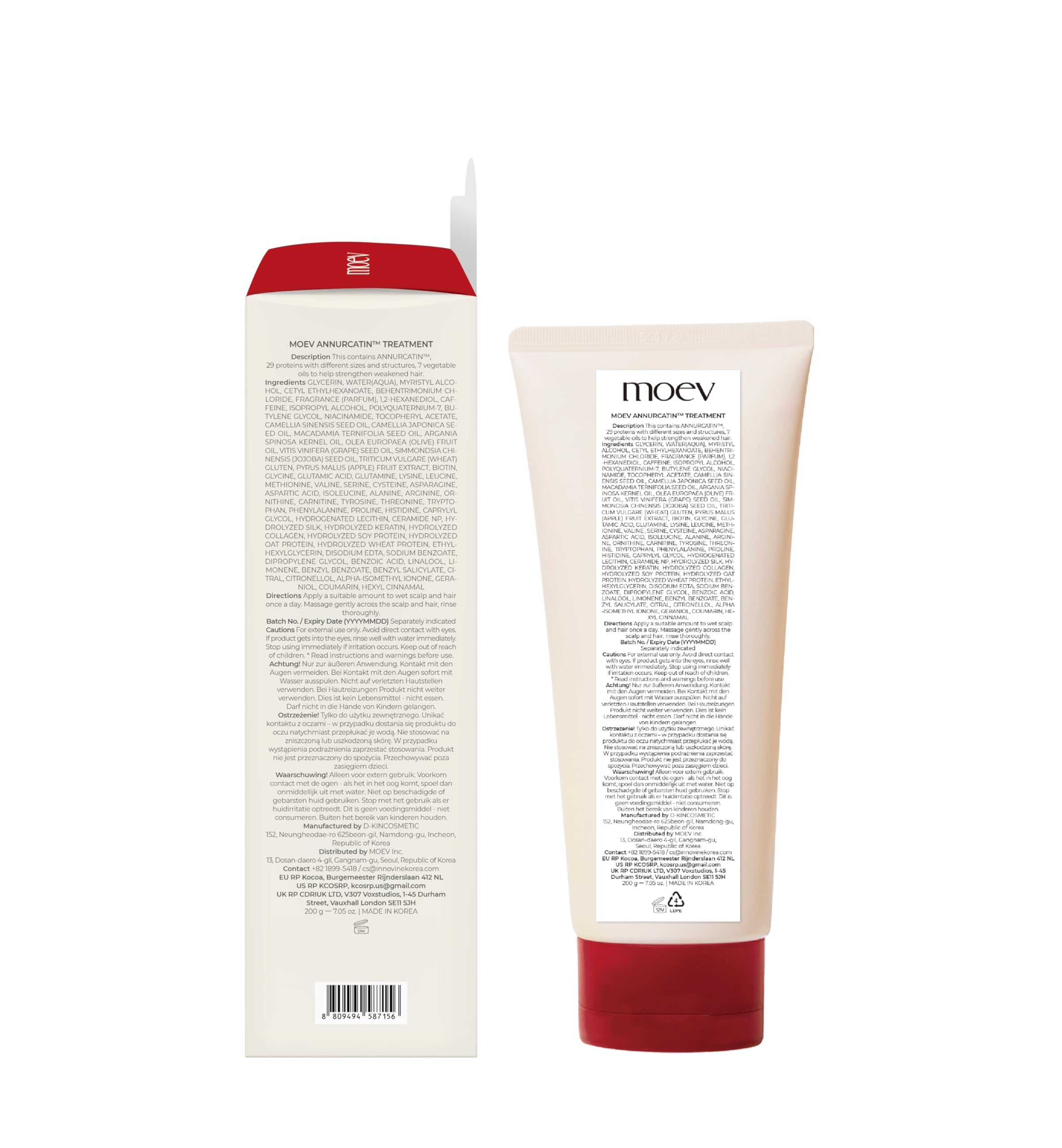MOEV Annurcatin Hair Mask application on hair strands shows gentle nourishment.
